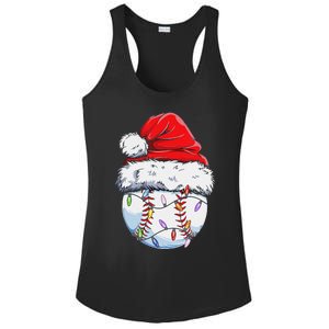 Funny Baseball Christmas Santa Hat Funny Baseball Xmas Holiday Ladies PosiCharge Competitor Racerback Tank