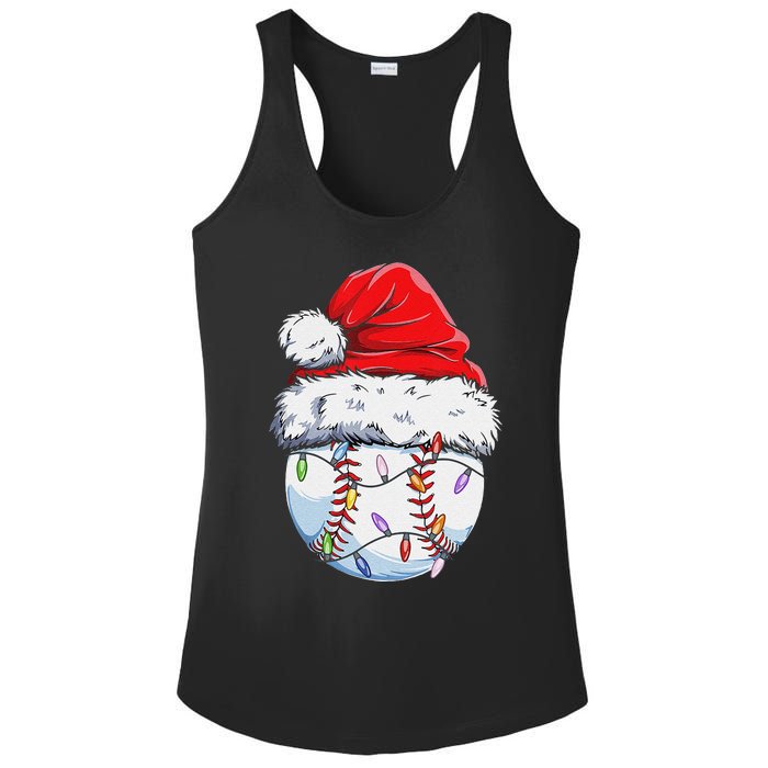 Funny Baseball Christmas Santa Hat Funny Baseball Xmas Holiday Ladies PosiCharge Competitor Racerback Tank