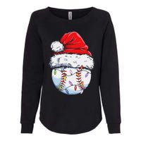 Funny Baseball Christmas Santa Hat Funny Baseball Xmas Holiday Womens California Wash Sweatshirt