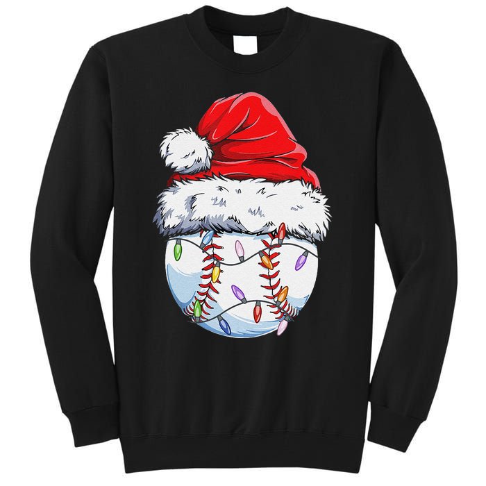 Funny Baseball Christmas Santa Hat Funny Baseball Xmas Holiday Tall Sweatshirt