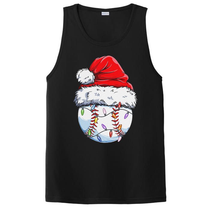 Funny Baseball Christmas Santa Hat Funny Baseball Xmas Holiday PosiCharge Competitor Tank