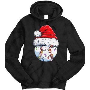 Funny Baseball Christmas Santa Hat Funny Baseball Xmas Holiday Tie Dye Hoodie