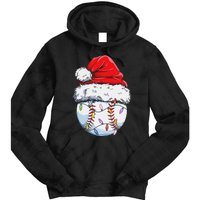 Funny Baseball Christmas Santa Hat Funny Baseball Xmas Holiday Tie Dye Hoodie