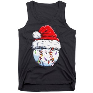 Funny Baseball Christmas Santa Hat Funny Baseball Xmas Holiday Tank Top