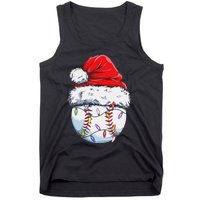 Funny Baseball Christmas Santa Hat Funny Baseball Xmas Holiday Tank Top