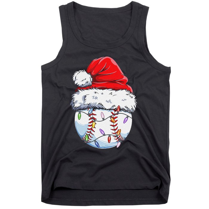 Funny Baseball Christmas Santa Hat Funny Baseball Xmas Holiday Tank Top