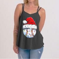 Funny Baseball Christmas Santa Hat Funny Baseball Xmas Holiday Women's Strappy Tank