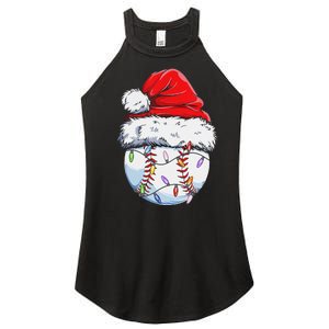 Funny Baseball Christmas Santa Hat Funny Baseball Xmas Holiday Women's Perfect Tri Rocker Tank