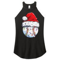 Funny Baseball Christmas Santa Hat Funny Baseball Xmas Holiday Women's Perfect Tri Rocker Tank