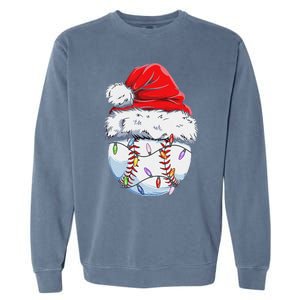 Funny Baseball Christmas Santa Hat Funny Baseball Xmas Holiday Garment-Dyed Sweatshirt