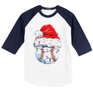 Funny Baseball Christmas Santa Hat Funny Baseball Xmas Holiday Baseball Sleeve Shirt