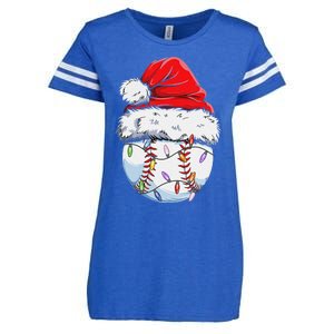 Funny Baseball Christmas Santa Hat Funny Baseball Xmas Holiday Enza Ladies Jersey Football T-Shirt