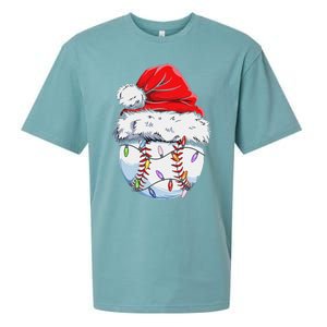 Funny Baseball Christmas Santa Hat Funny Baseball Xmas Holiday Sueded Cloud Jersey T-Shirt