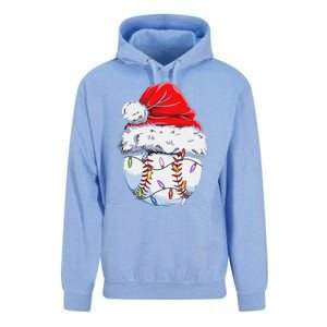 Funny Baseball Christmas Santa Hat Funny Baseball Xmas Holiday Unisex Surf Hoodie