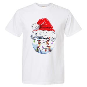 Funny Baseball Christmas Santa Hat Funny Baseball Xmas Holiday Garment-Dyed Heavyweight T-Shirt