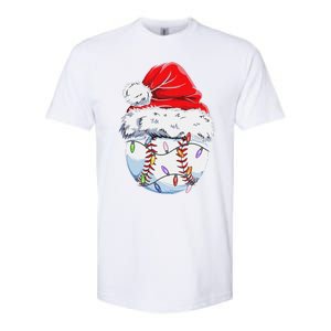 Funny Baseball Christmas Santa Hat Funny Baseball Xmas Holiday Softstyle CVC T-Shirt