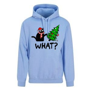 Funny Black Cat Gift Pushing Christmas Tree Over Cat What Unisex Surf Hoodie