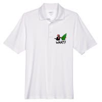 Funny Black Cat Gift Pushing Christmas Tree Over Cat What Men's Origin Performance Pique Polo