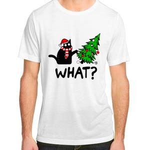 Funny Black Cat Gift Pushing Christmas Tree Over Cat What Adult ChromaSoft Performance T-Shirt