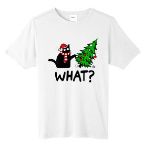 Funny Black Cat Gift Pushing Christmas Tree Over Cat What Tall Fusion ChromaSoft Performance T-Shirt