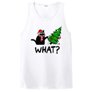 Funny Black Cat Gift Pushing Christmas Tree Over Cat What PosiCharge Competitor Tank