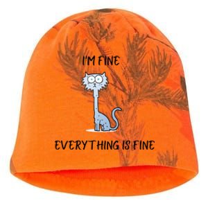 Funny Blue Cat Gift I'am Fine Everything Is Fine Gift Kati - Camo Knit Beanie