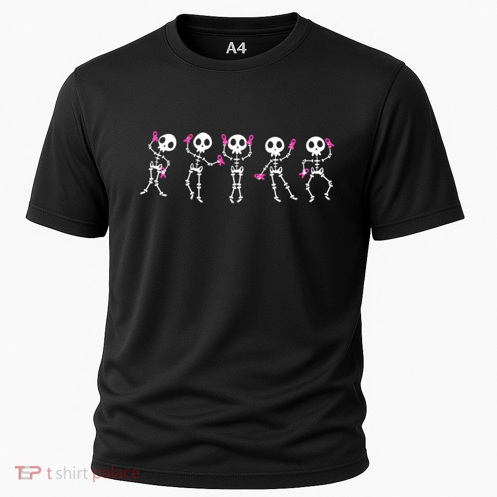 Funny Breast Cancer Awareness Dancing Halloween Skeletons Cooling Performance Crew T-Shirt