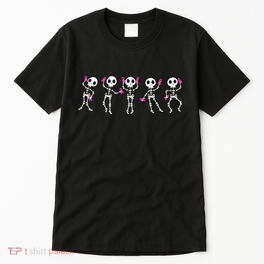 Funny Breast Cancer Awareness Dancing Halloween Skeletons Tall T-Shirt