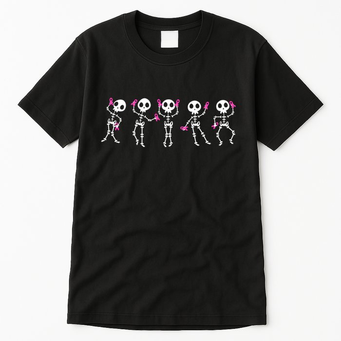 Funny Breast Cancer Awareness Dancing Halloween Skeletons Tall T-Shirt
