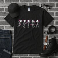 Funny Breast Cancer Awareness Dancing Halloween Skeletons Tall T-Shirt