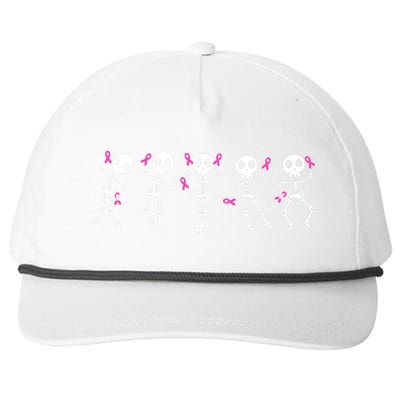 Funny Breast Cancer Awareness Dancing Halloween Skeletons Snapback Five-Panel Rope Hat