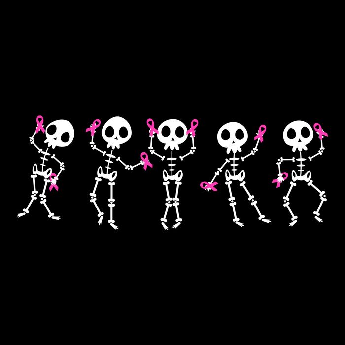 Funny Breast Cancer Awareness Dancing Halloween Skeletons 7-Panel Snapback Hat