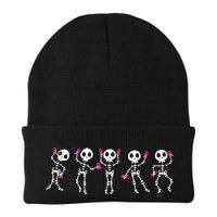 Funny Breast Cancer Awareness Dancing Halloween Skeletons Beanie