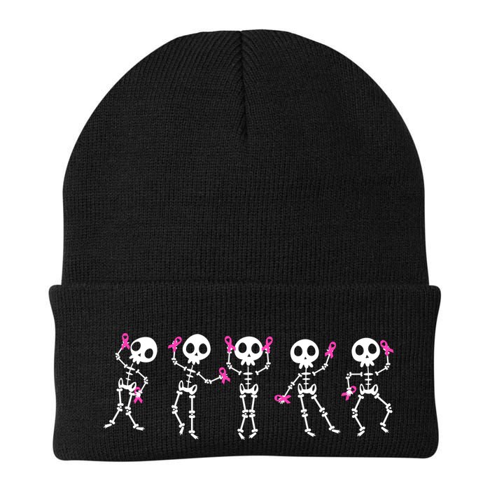Funny Breast Cancer Awareness Dancing Halloween Skeletons Beanie