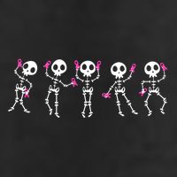 Funny Breast Cancer Awareness Dancing Halloween Skeletons Beanie
