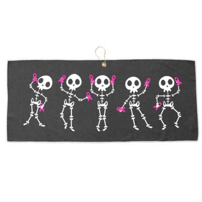 Funny Breast Cancer Awareness Dancing Halloween Skeletons Large Microfiber Waffle Golf Towel