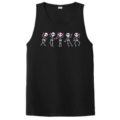 Funny Breast Cancer Awareness Dancing Halloween Skeletons PosiCharge Competitor Tank