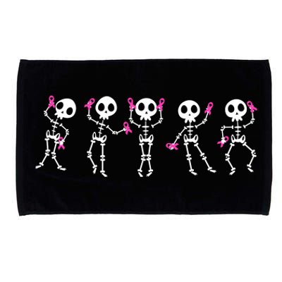 Funny Breast Cancer Awareness Dancing Halloween Skeletons Microfiber Hand Towel