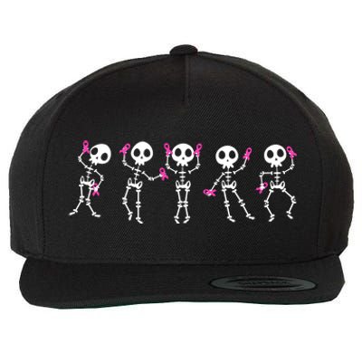 Funny Breast Cancer Awareness Dancing Halloween Skeletons Wool Snapback Cap