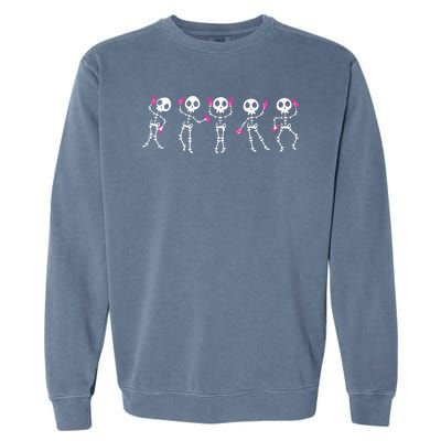 Funny Breast Cancer Awareness Dancing Halloween Skeletons Garment-Dyed Sweatshirt