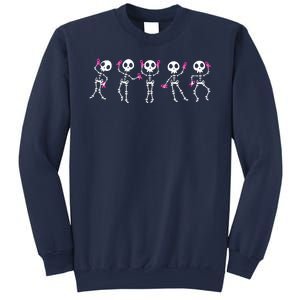 Funny Breast Cancer Awareness Dancing Halloween Skeletons Sweatshirt