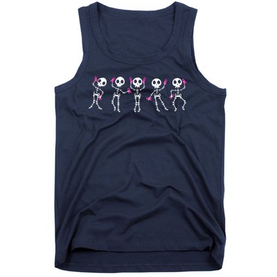 Funny Breast Cancer Awareness Dancing Halloween Skeletons Tank Top