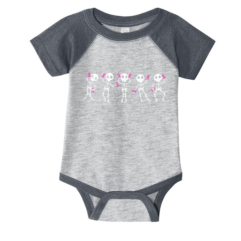 Funny Breast Cancer Awareness Dancing Halloween Skeletons Infant Baby Jersey Bodysuit
