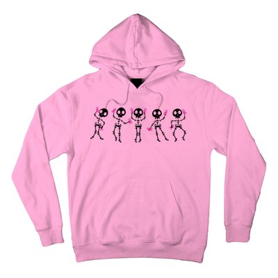 Funny Breast Cancer Awareness Dancing Halloween Skeletons Hoodie