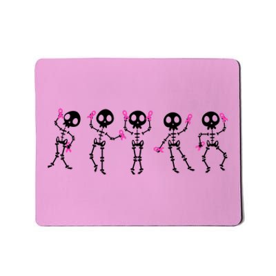 Funny Breast Cancer Awareness Dancing Halloween Skeletons Mousepad