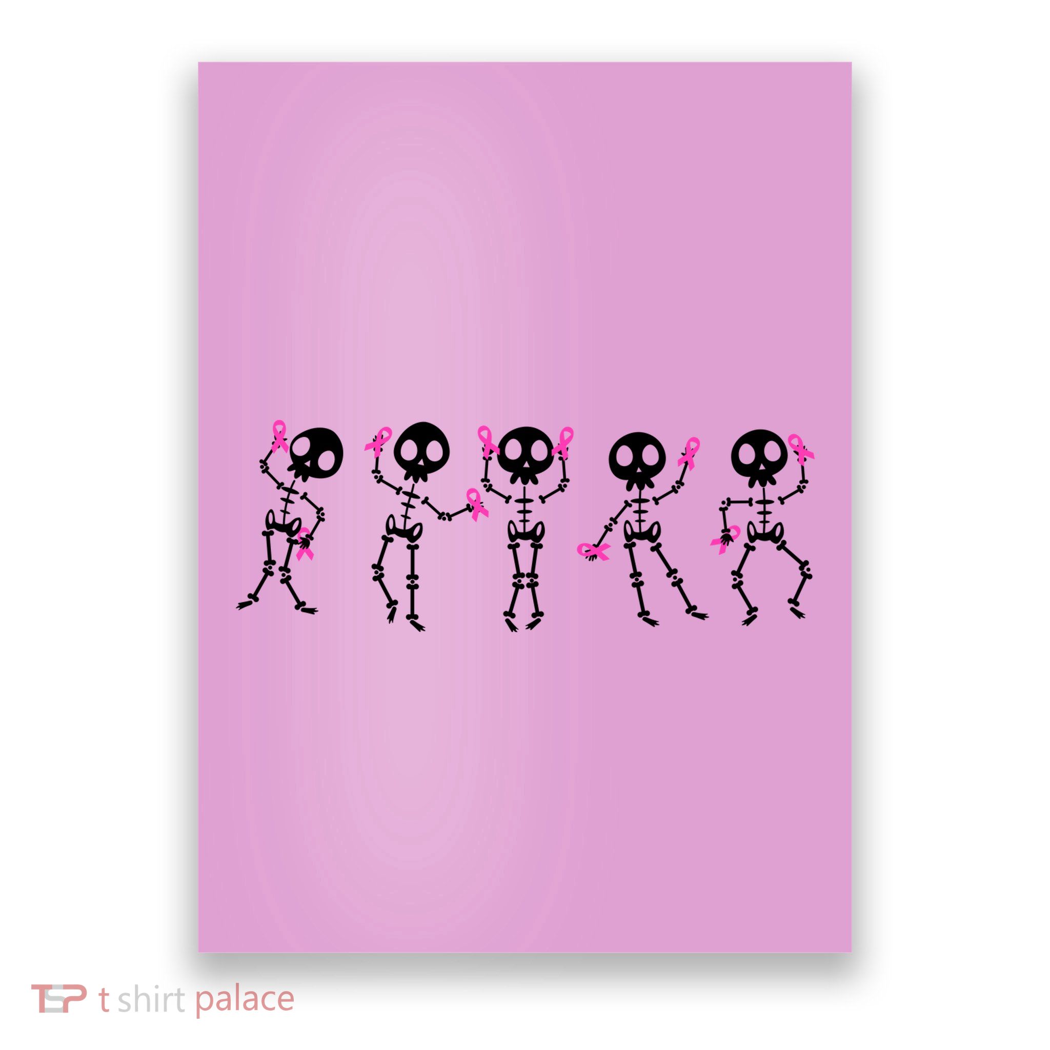Funny Breast Cancer Awareness Dancing Halloween Skeletons Poster