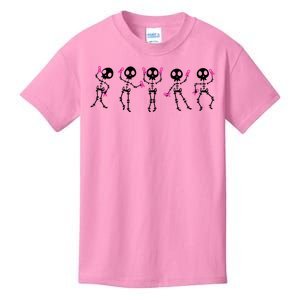 Funny Breast Cancer Awareness Dancing Halloween Skeletons Kids T-Shirt