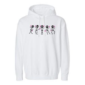 Funny Breast Cancer Awareness Dancing Halloween Skeletons Garment-Dyed Fleece Hoodie