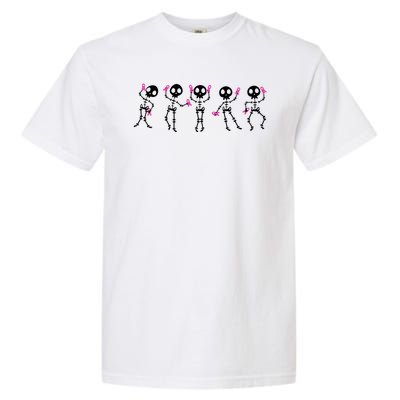 Funny Breast Cancer Awareness Dancing Halloween Skeletons Garment-Dyed Heavyweight T-Shirt