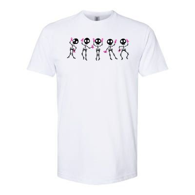 Funny Breast Cancer Awareness Dancing Halloween Skeletons Softstyle® CVC T-Shirt